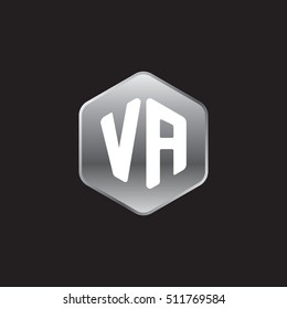 Initial letters VA rounded hexagon shape silver modern logo