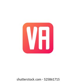 Initial letters VA rounded square shape red orange simple logo