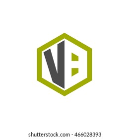 Initial letters VB negative space hexagon shape logo green black gray