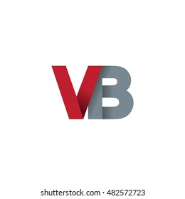 Initial letters VB overlapping fold logo red gray