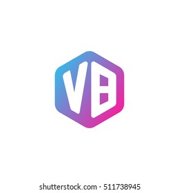 Initial letters VB rounded hexagon shape blue pink purple simple modern logo