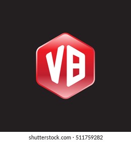Initial letters VB rounded hexagon shape red modern logo