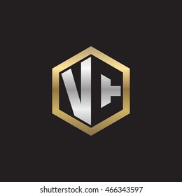 Initial letters VC negative space hexagon shape logo silver gold