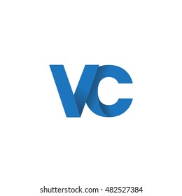 Initial letters VC overlapping fold logo blue