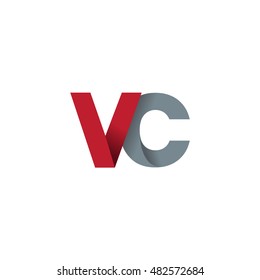 Initial letters VC overlapping fold logo red gray