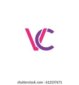 Initial letters vc, round overlapping lowercase logo modern design pink purple