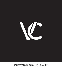 Initial letters vc, round overlapping chain shape lowercase logo modern design white black background