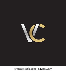 Initial letters vc, round overlapping chain shape lowercase logo modern design silver gold