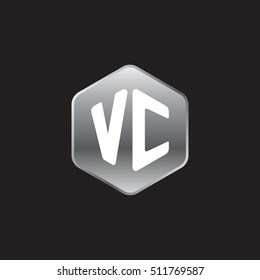 Initial letters VC rounded hexagon shape silver modern logo