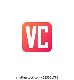 Initial letters VC rounded square shape red orange simple logo