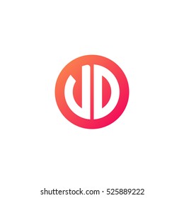 Initial letters VD circle shape red orange simple logo