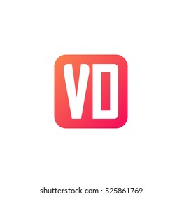 Initial letters VD rounded square shape red orange simple logo