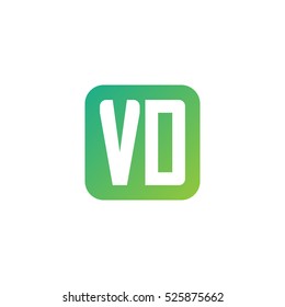 Initial letters VD rounded square shape green simple logo
