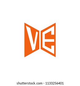 Initial Letters VE Logo Design, Infinity Style, Hexagonal Shape, with Flat Colored