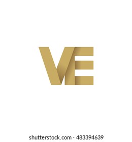 Initial letters VE overlapping fold logo brown gold