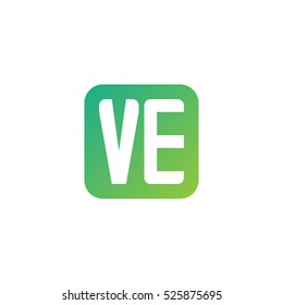 Initial letters VE rounded square shape green simple logo
