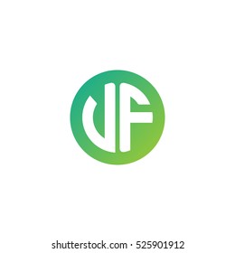 Initial letters VF circle shape green simple logo