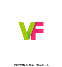 Initial letters VF overlapping fold logo green magenta