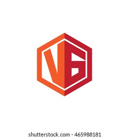Initial letters VG hexagon shape logo red orange