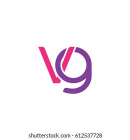 Initial letters vg, round overlapping lowercase logo modern design pink purple