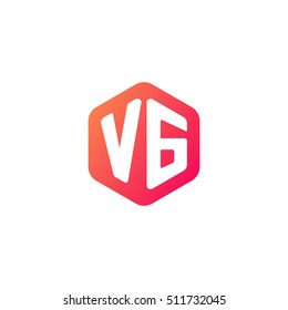Initial letters VG rounded hexagon shape red orange simple modern logo