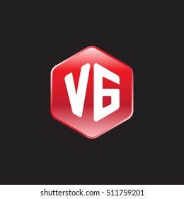 Initial letters VG rounded hexagon shape red modern logo