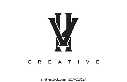 Letras iniciales VH, diseño del logotipo del monograma HV con el símbolo del alfabeto de estilo creativo. VH, letras espirales HV emblema vector universal elegante, logotipo. Símbolo gráfico del alfabeto para identidad corporativa