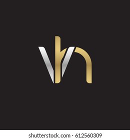Initial letters vh, round overlapping chain shape lowercase logo modern design silver gold