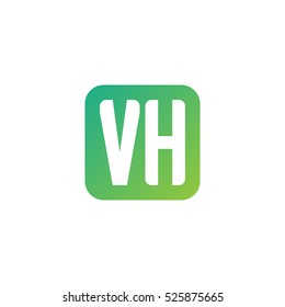 Initial letters VH rounded square shape green simple logo