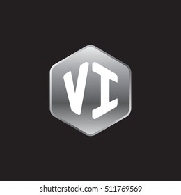 Initial letters VI rounded hexagon shape silver modern logo