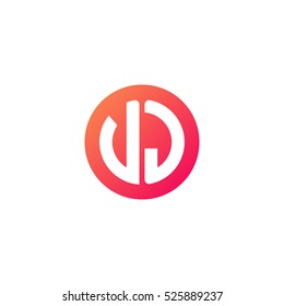 Initial letters VJ circle shape red orange simple logo