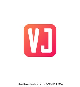 Initial letters VJ rounded square shape red orange simple logo