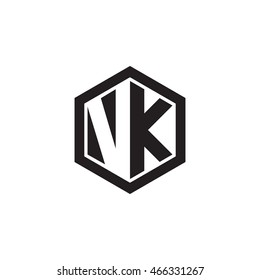 Initial letters VK negative space hexagon shape monogram logo
