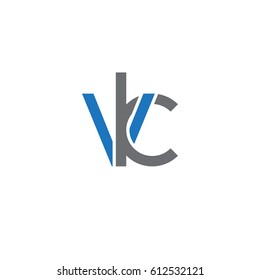 Initial letters vk, round overlapping lowercase logo modern design blue gray