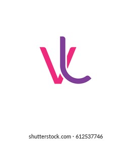 Initial letters vl, round overlapping lowercase logo modern design pink purple