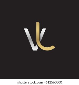 Initial letters vl, round overlapping chain shape lowercase logo modern design silver gold