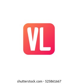 Initial letters VL rounded square shape red orange simple logo