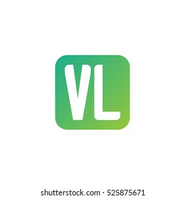 Initial letters VL rounded square shape green simple logo