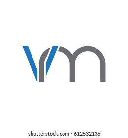 Initial letters vm, round overlapping lowercase logo modern design blue gray