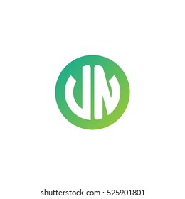 Initial letters VN circle shape green simple logo