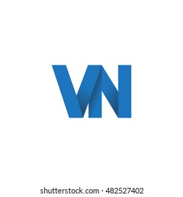 Initial letters VN overlapping fold logo blue