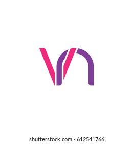 Initial letters vn, round overlapping lowercase logo modern design pink purple