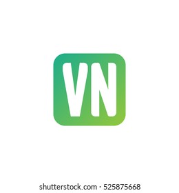 Initial letters VN rounded square shape green simple logo