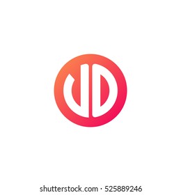Initial letters VO circle shape red orange simple logo
