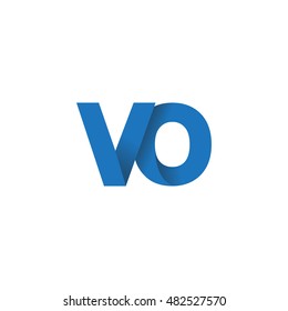 Initial letters VO overlapping fold logo blue