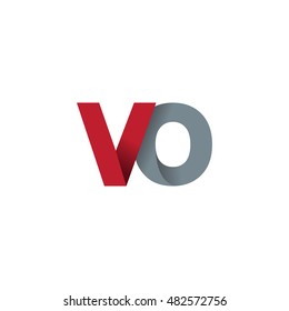 Initial letters VO overlapping fold logo red gray