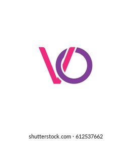 Initial letters vo, round overlapping lowercase logo modern design pink purple