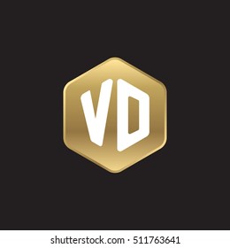 Initial letters VO rounded hexagon shape gold modern logo