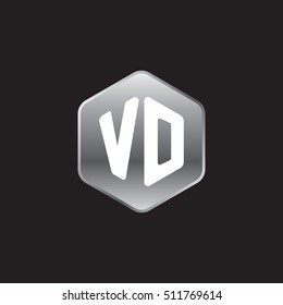 Initial letters VO rounded hexagon shape silver modern logo