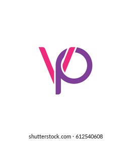Initial letters vp, round overlapping lowercase logo modern design pink purple